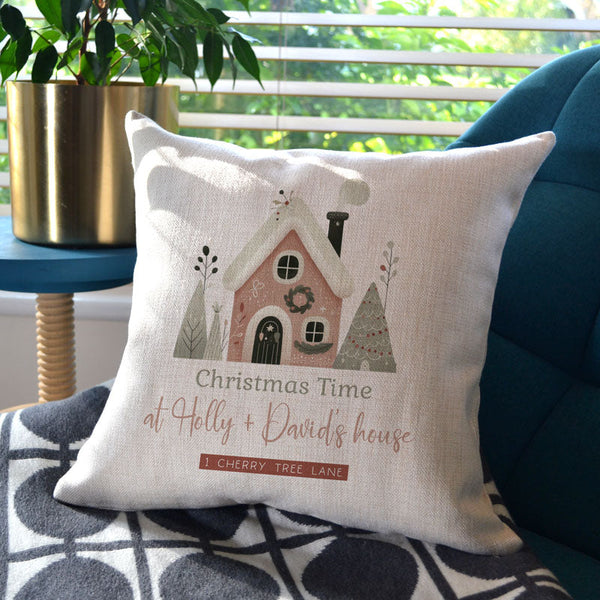 Personalised Christmas Cushion Pink Cottage Always Personal