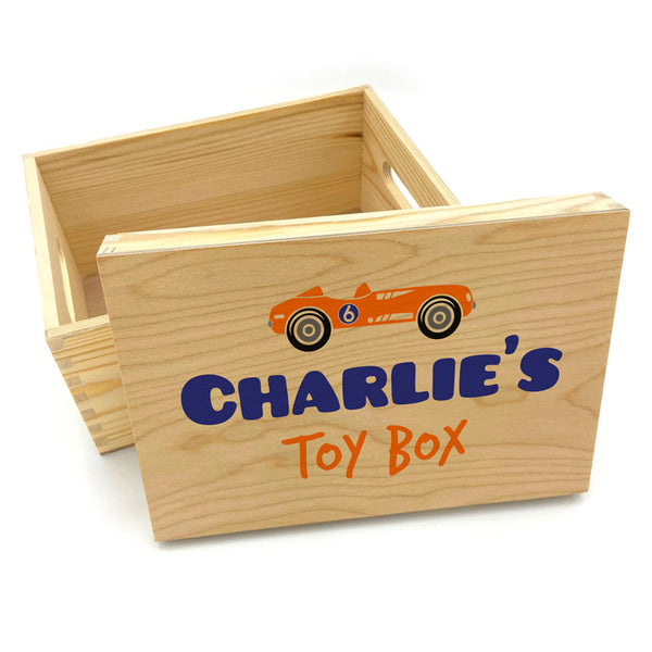 Children's wooden toy box 2024 personalised