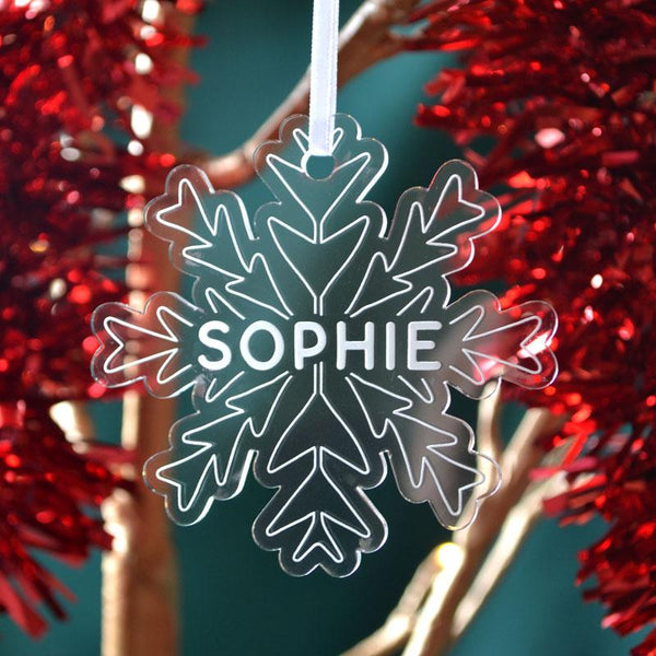 Engraved Snowflake Christmas Bauble Name