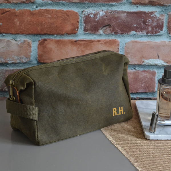 Waxed canvas Toiletry - toiletry bag - Waxed Canvas bag - Dopp kit - waxed pouch - waxed cotton dopp kit hotsell - groomsman personalized gift