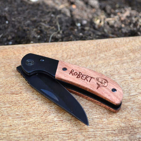 Personalised Fishing Knife With Engraved Handle