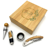 Personalised Anniversary Wine Accessories Gift Set in Bamboo Box