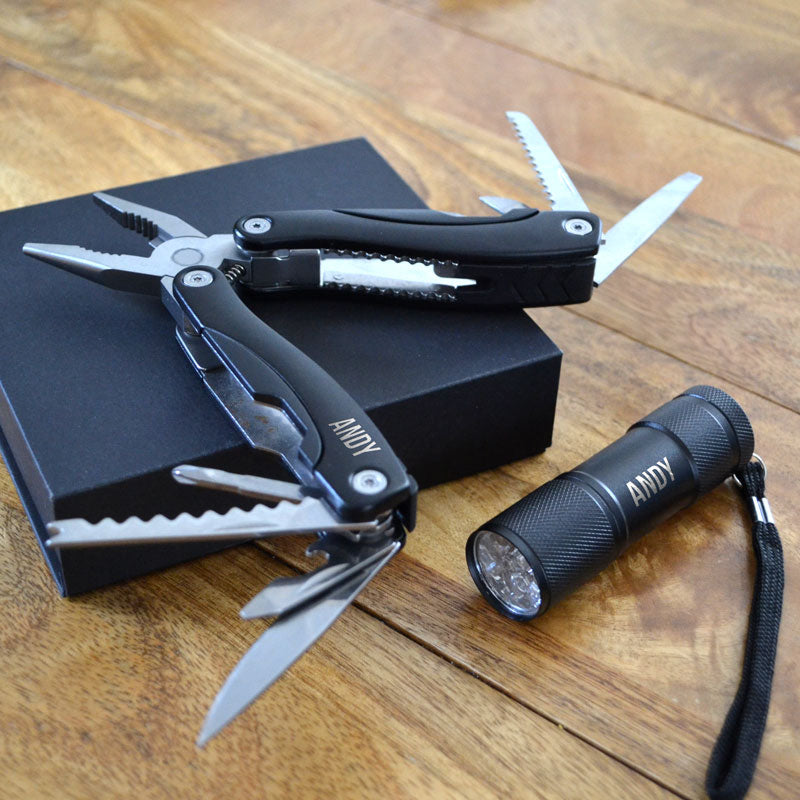 Personalised Multi Tool Penknife and Torch Set