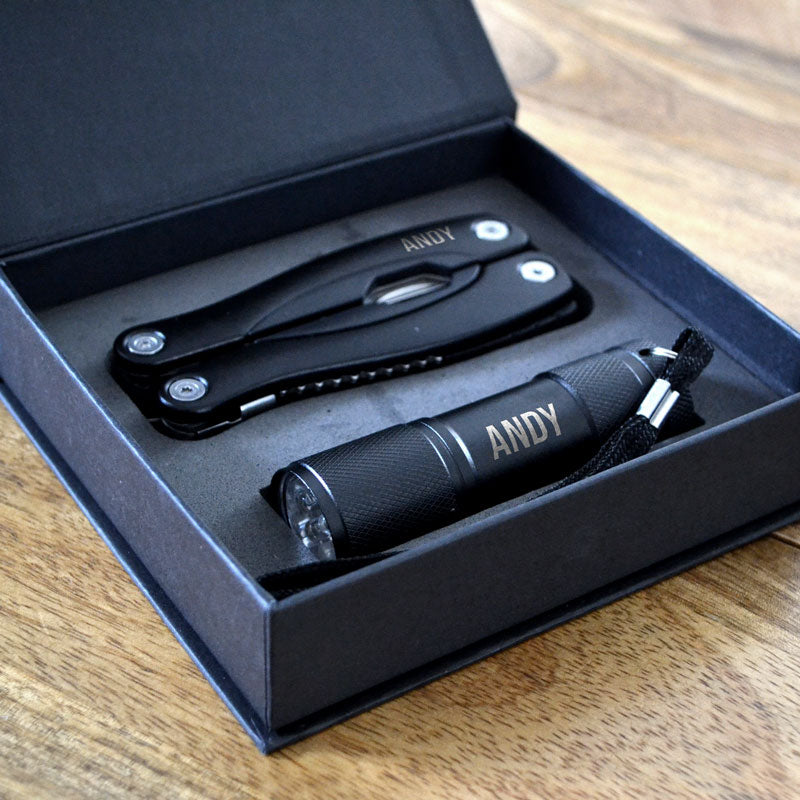 Personalised Multi Tool Penknife and Torch Set