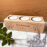 Personalised Eid Mubarak Candle Holder Solid Wood