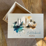 Personalised Eid Gift Box Solid Wood with Printed Design