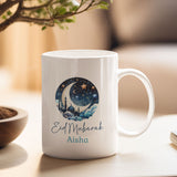 Personalised Eid Mubarak Mug with Mosque and Crescent Moon