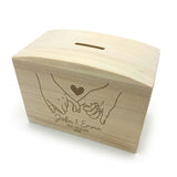 Personalised Wooden Couple's Money Box Wedding Fund or Anniversary Gift