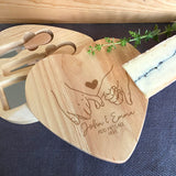 Personalised Wooden Heart Cheese Board and Knife Set Romantic