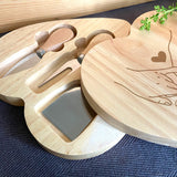 Personalised Wooden Heart Cheese Board and Knife Set Romantic