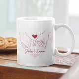 Personalised Holding Hands Romantic Valentine's Mug