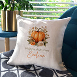 Personalised Autumn Cushion Watercolour Pumpkin