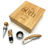 Personalised Milestone Birthday Wine Tools Gift Set Bamboo