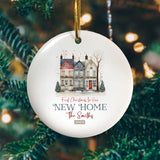 Personalised New Home Christmas Bauble with Terraced Houses