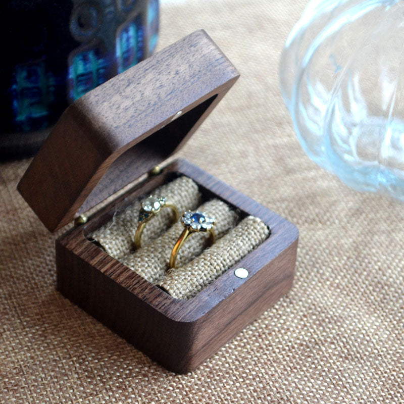 Personalised Walnut Round Wedding Ring Box - Choice Of Designs | The Laser  Boutique