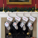 Personalised Silver Embroidered Christmas Stockings For Kids, Toddlers & Adults