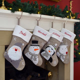 Personalised Silver Embroidered Christmas Stockings For Kids, Toddlers & Adults