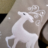 Personalised Embroidered Luxury Silver Snowflake and Reindeer Stockings