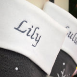 Luxury Deluxe Dark Silver Knitted Personalised Embroidered Christmas Stocking Santa / Snowman / Reindeer