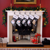 Luxury Deluxe Dark Silver Knitted Personalised Embroidered Christmas Stocking Santa / Snowman / Reindeer