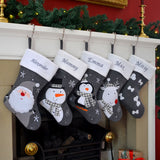 Luxury Deluxe Dark Grey Personalised Embroidered Christmas Stocking Santa / Snowman / Reindeer