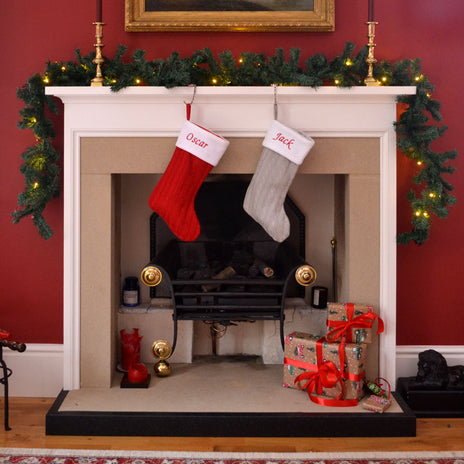 Personalised Knitted Christmas Stockings in Red or Silver