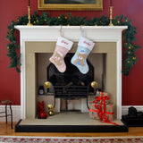Personalised Blue or Pink Teddy Bear Christmas Stockings For Babies