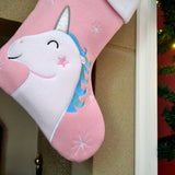 Personalised Embroidered Luxury Unicorn Christmas Stocking