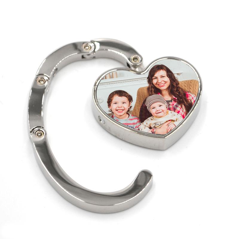 Personalised Photo Heart Metal Handbag or Purse Holder Hook