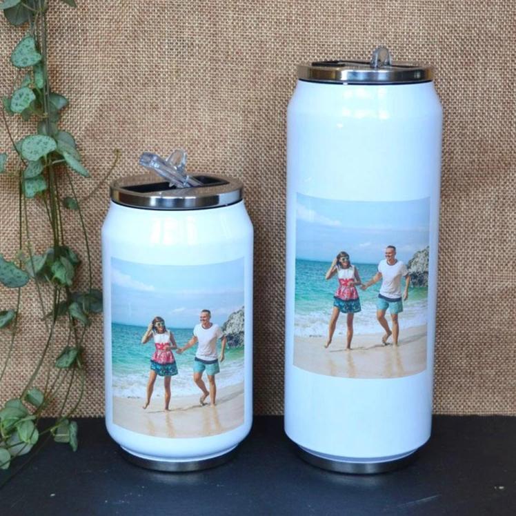 Personalised Reusable Photo Stainless Steel Can With Straw Water Bottle Always Personal 